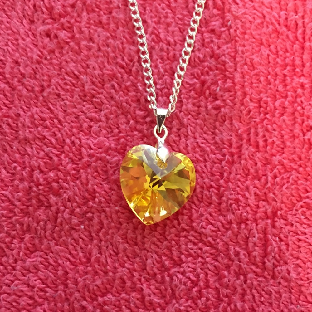 Swarovski 18mm XILION Heart Pendant Light Topaz AB